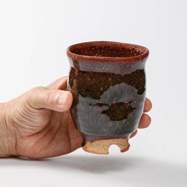 萩焼(伝統的工芸品)大湯呑鉄赤釉荒呉器えくぼNo105