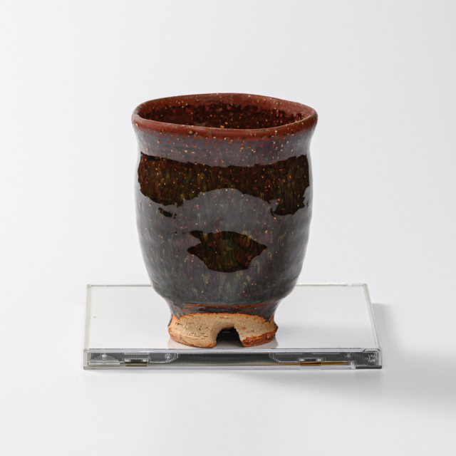 萩焼(伝統的工芸品)大湯呑鉄赤釉荒呉器えくぼNo105