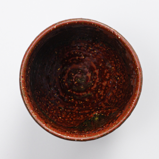 萩焼(伝統的工芸品)大湯呑鉄赤釉荒呉器えくぼNo105