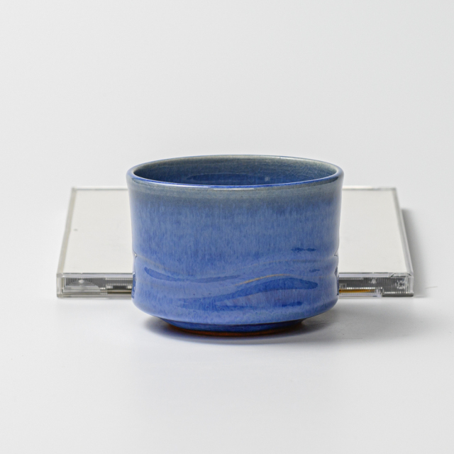 萩焼(伝統的工芸品)そばちょこ透青釉筒線彫