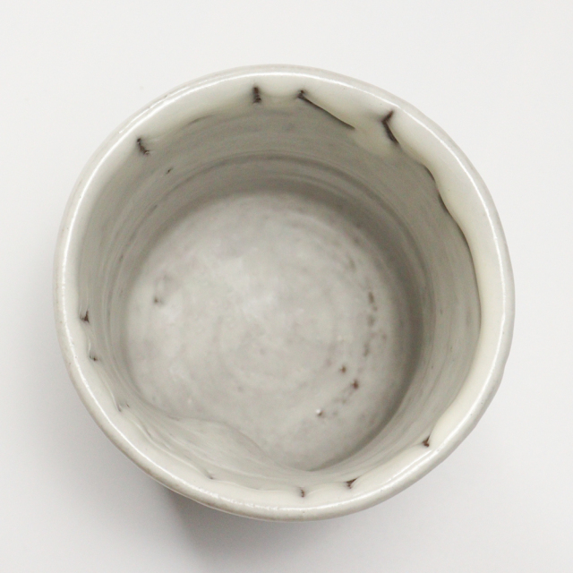 萩焼(伝統的工芸品)大湯呑鬼白松端反えくぼ桜高台