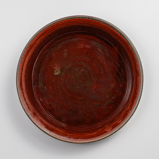 萩焼(伝統的工芸品)平鉢鉄赤釉朝顔