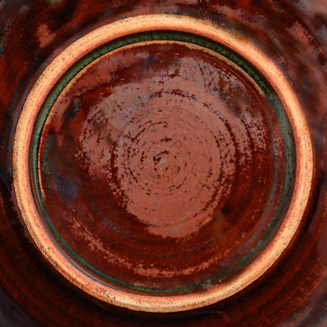 萩焼(伝統的工芸品)平鉢鉄赤釉朝顔