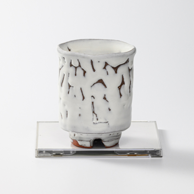 萩焼(伝統的工芸品)大湯呑鬼白荒松筒ヘラメNo108