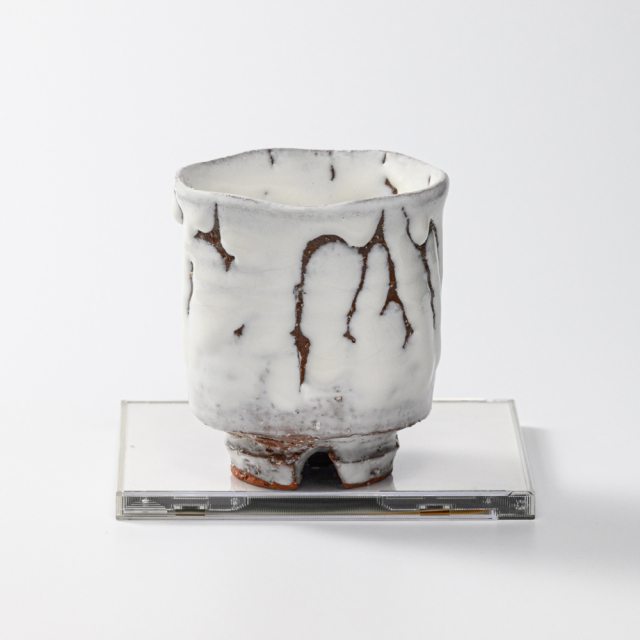 萩焼(伝統的工芸品)大湯呑鬼白荒松筒ヘラメ小No109