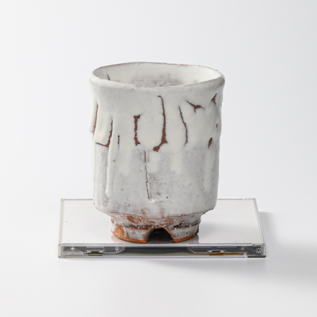 萩焼(伝統的工芸品)大湯呑鬼白特荒松筒ヘラメNo110