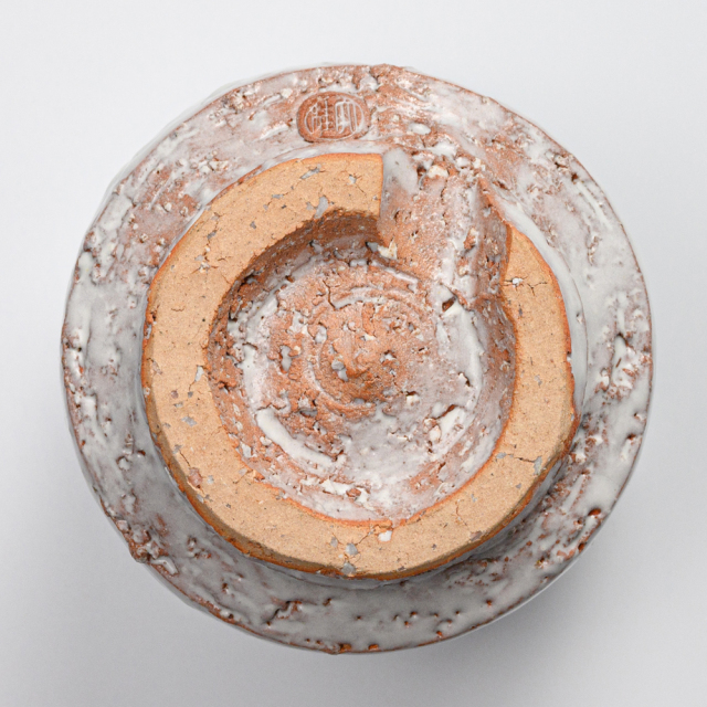 萩焼(伝統的工芸品)大湯呑鬼白特荒松筒ヘラメNo110