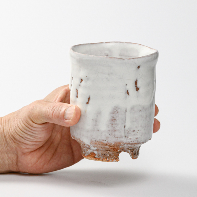 萩焼(伝統的工芸品)大湯呑鬼白特荒竹筒ヘラメNo111