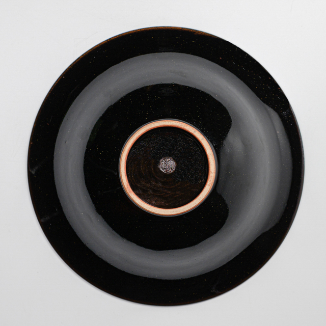 萩焼(伝統的工芸品)鉢銀黒星釉朝顔