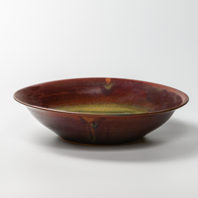 萩焼(伝統的工芸品)特大鉢鉄赤釉朝顔