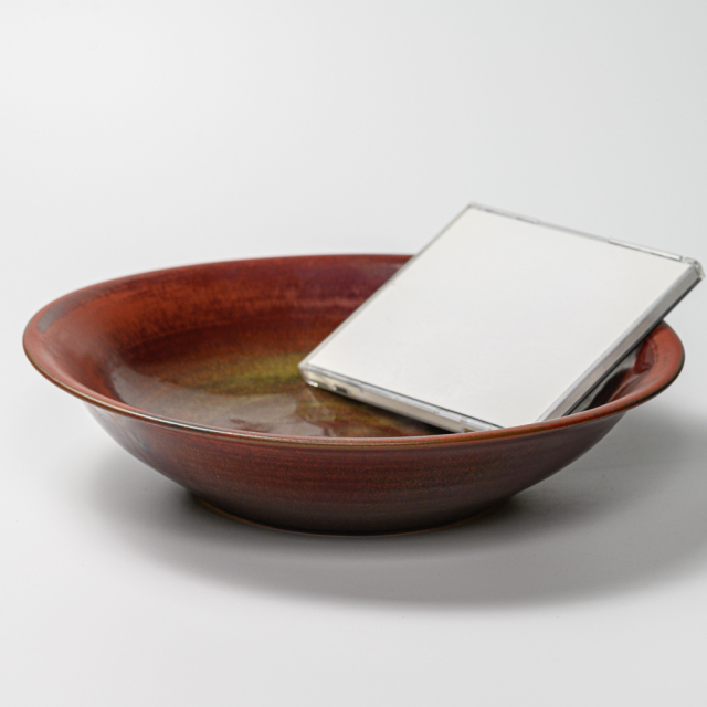 萩焼(伝統的工芸品)特大鉢鉄赤釉朝顔