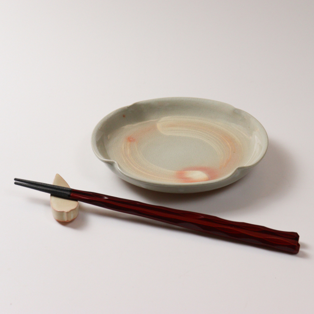 萩焼(伝統的工芸品)銘々皿刷毛姫四つ葉