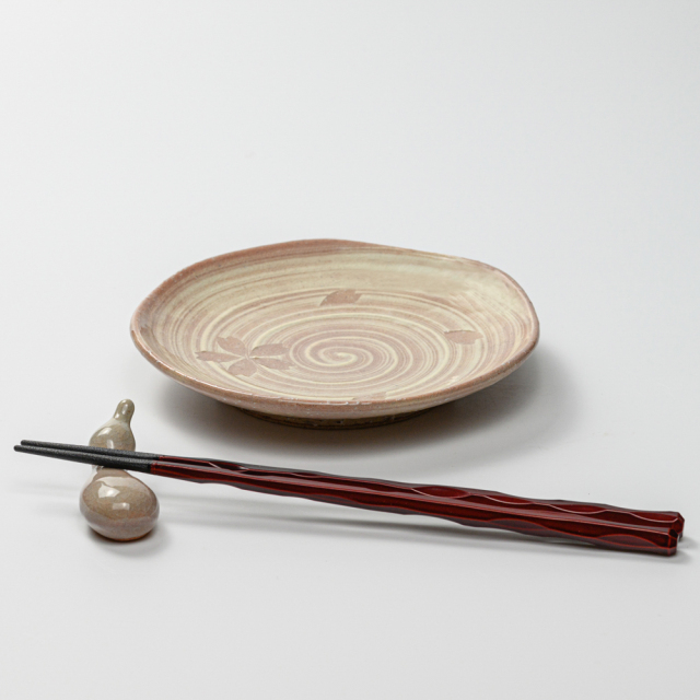 萩焼(伝統的工芸品)銘々皿刷毛姫荒五岳桜紋