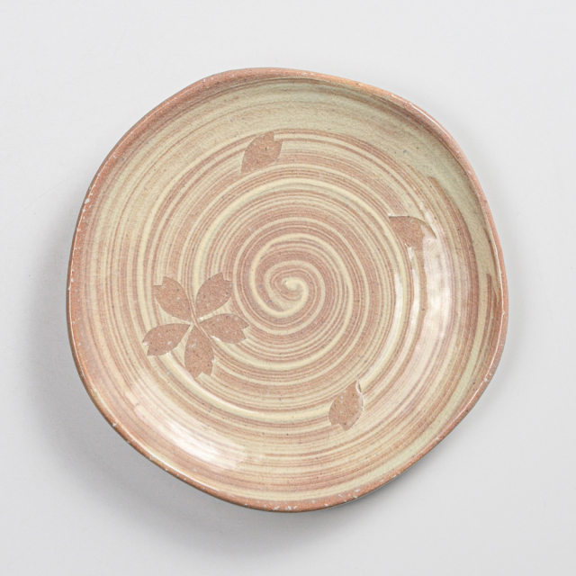 萩焼(伝統的工芸品)銘々皿刷毛姫荒五岳桜紋