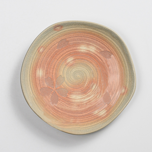 萩焼(伝統的工芸品)銘々皿刷毛姫五岳桜紋