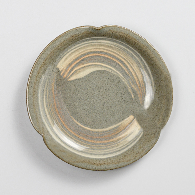 萩焼(伝統的工芸品)銘々皿刷毛青三つ葉