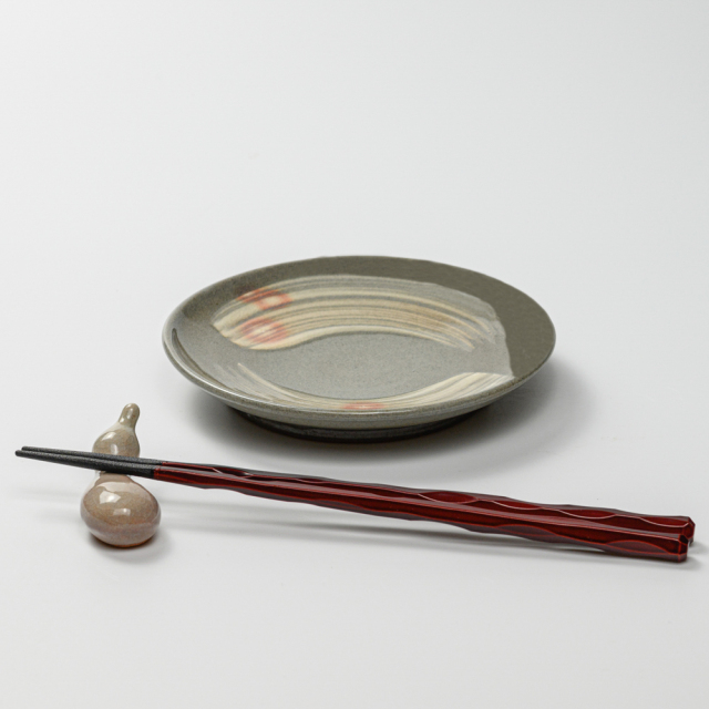 萩焼(伝統的工芸品)銘々皿刷毛青丸