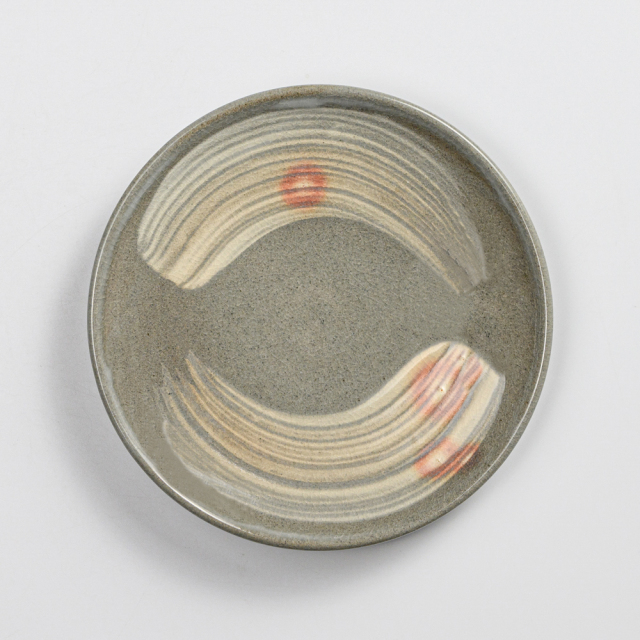 萩焼(伝統的工芸品)銘々皿刷毛青丸