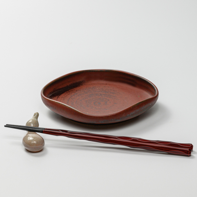 萩焼(伝統的工芸品)銘々皿鉄赤釉四方