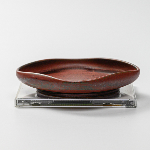 萩焼(伝統的工芸品)銘々皿鉄赤釉四方