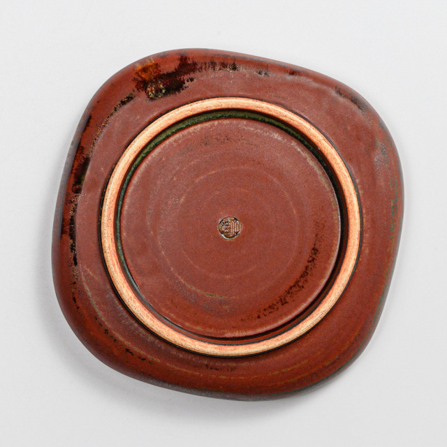 萩焼(伝統的工芸品)銘々皿鉄赤釉四方