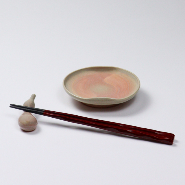 萩焼(伝統的工芸品)小皿刷毛姫豆形二辺No1233