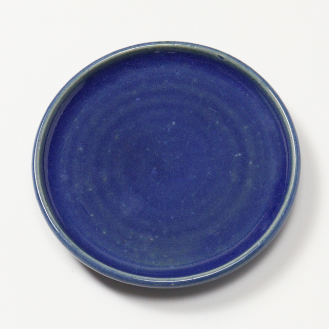 萩焼(伝統的工芸品)小皿藍釉丸No1236