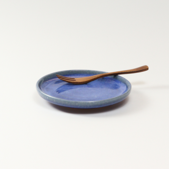 萩焼(伝統的工芸品)小皿透青釉丸No1237