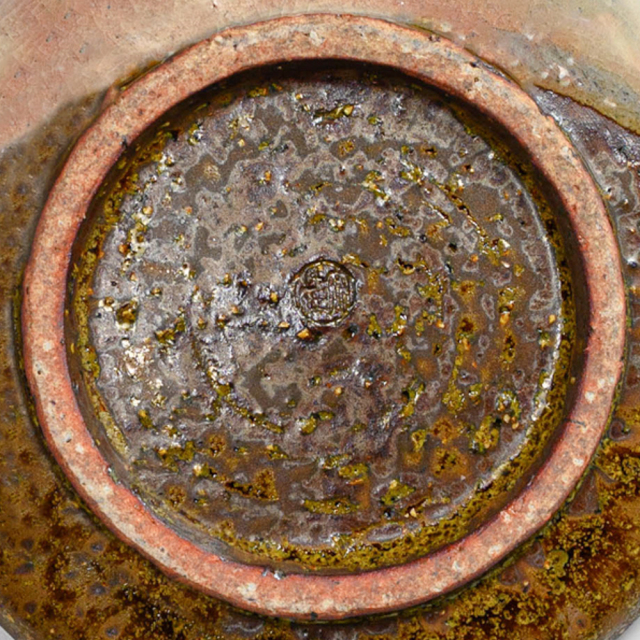 萩焼(伝統的工芸品)小皿掛分け(鉄釉&御本手)丸