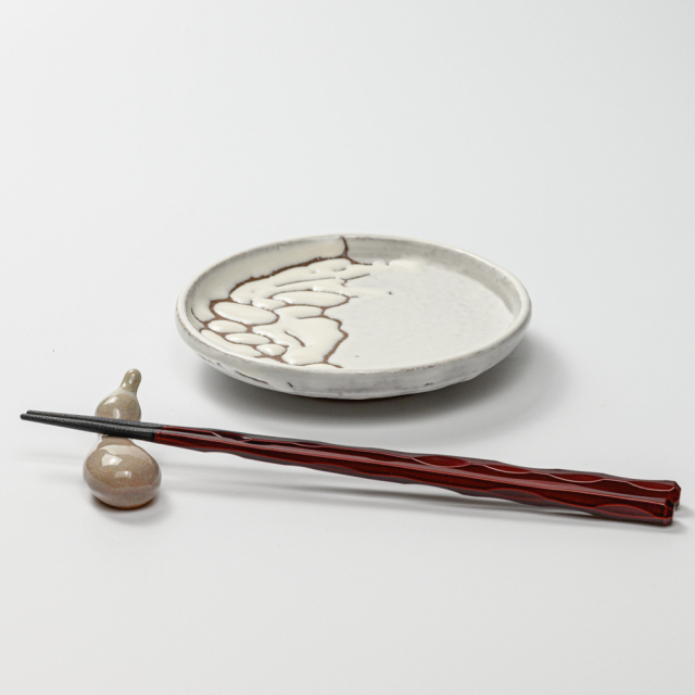 萩焼(伝統的工芸品)小皿鬼白松丸