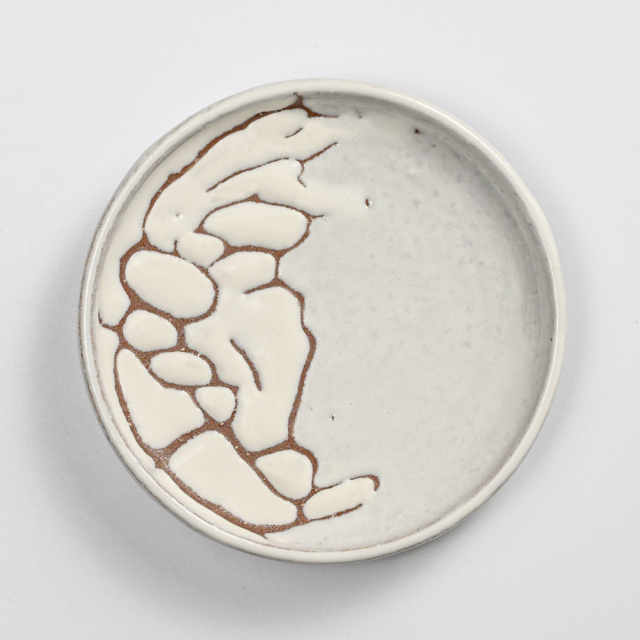 萩焼(伝統的工芸品)小皿鬼白松丸