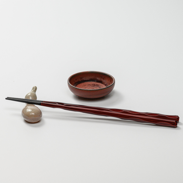 萩焼(伝統的工芸品)豆皿鉄赤釉丸