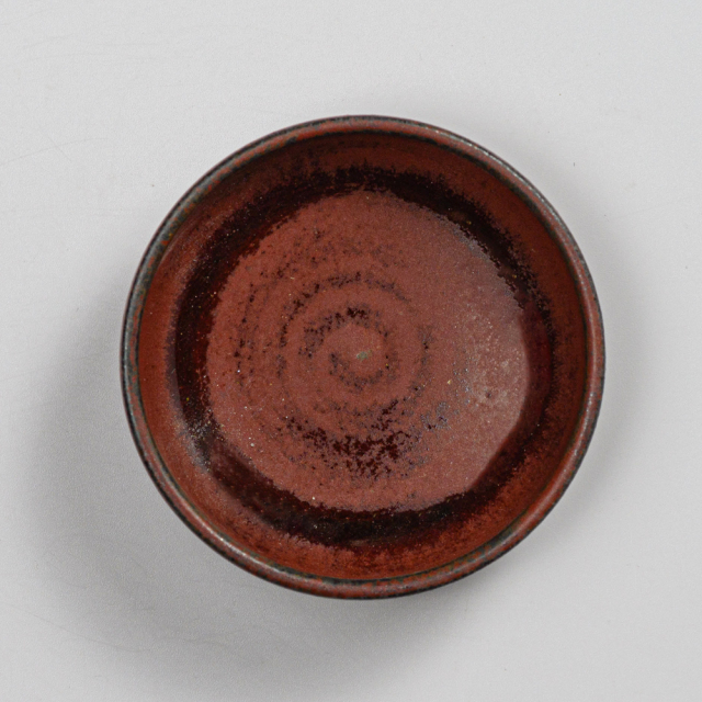 萩焼(伝統的工芸品)豆皿鉄赤釉丸