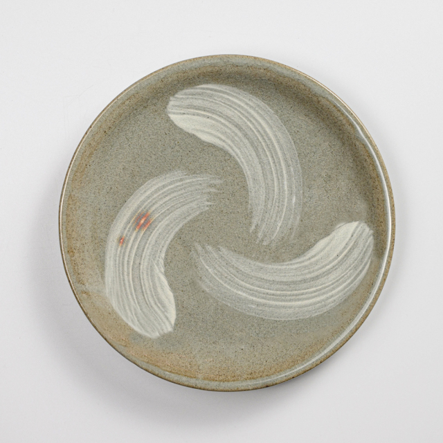 萩焼(伝統的工芸品)平皿中刷毛青丸