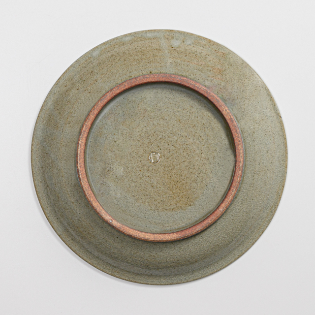 萩焼(伝統的工芸品)平皿中刷毛青丸