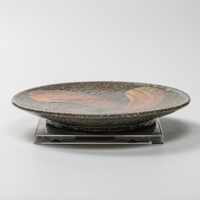 萩焼(伝統的工芸品)平皿中刷毛青荒丸