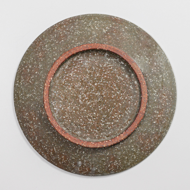 萩焼(伝統的工芸品)平皿中刷毛青荒丸