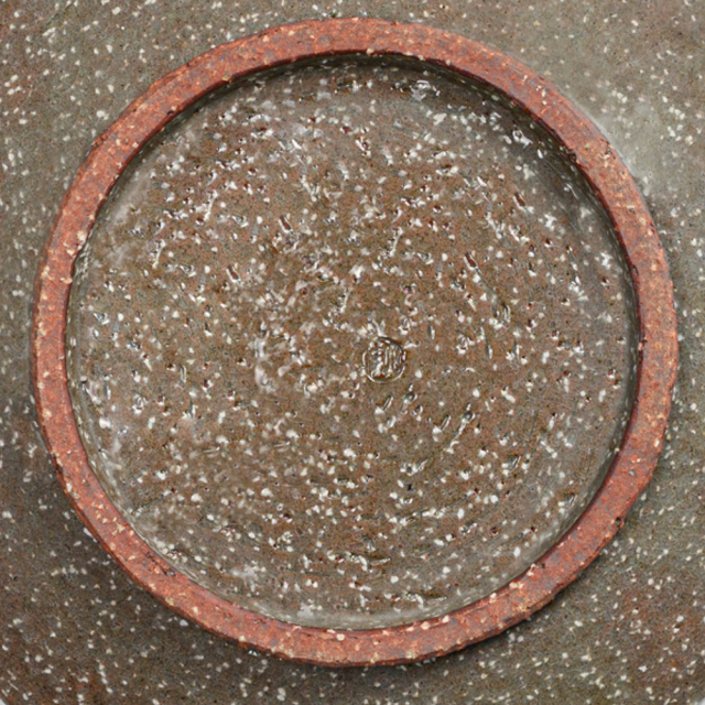 萩焼(伝統的工芸品)平皿中刷毛青荒丸