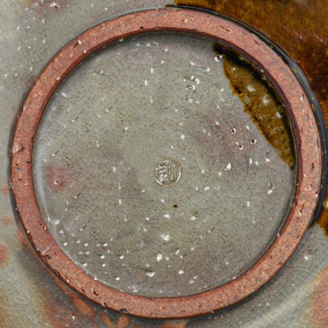 萩焼(伝統的工芸品)平皿中掛分け(御本手&飴釉)四方切落し