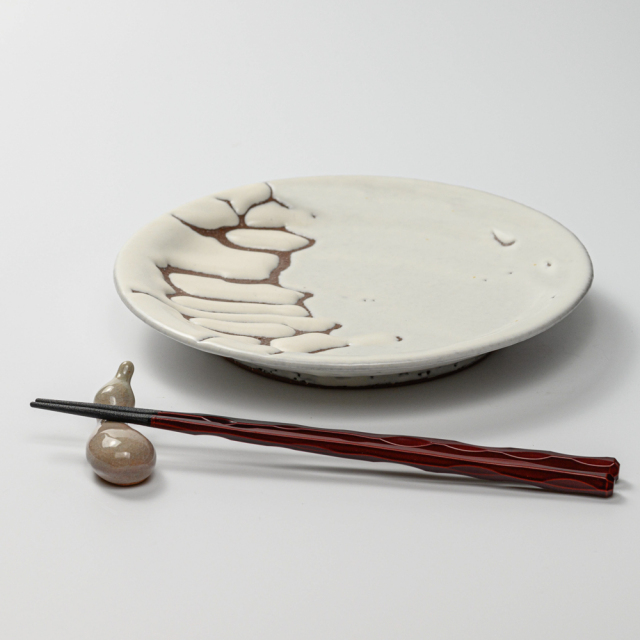 萩焼(伝統的工芸品)平皿中鬼白松丸