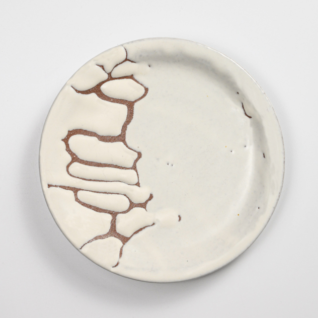 萩焼(伝統的工芸品)平皿中鬼白松丸