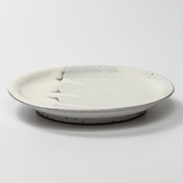 萩焼(伝統的工芸品)平皿中鬼白竹丸
