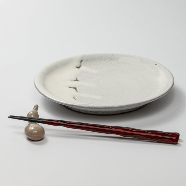 萩焼(伝統的工芸品)平皿中鬼白竹丸