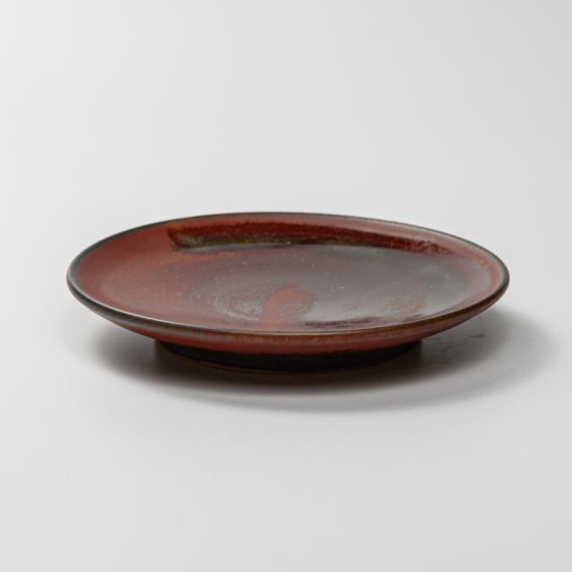 萩焼(伝統的工芸品)平皿小鉄赤釉丸