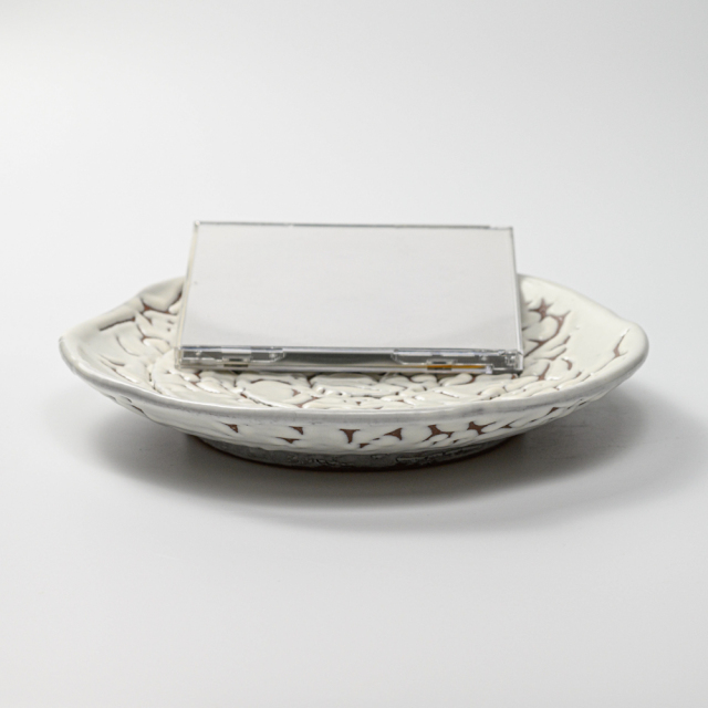 萩焼(伝統的工芸品)平皿大鬼白松五岳