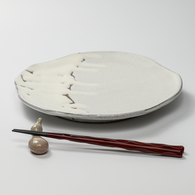 萩焼(伝統的工芸品)平皿大鬼白竹五岳