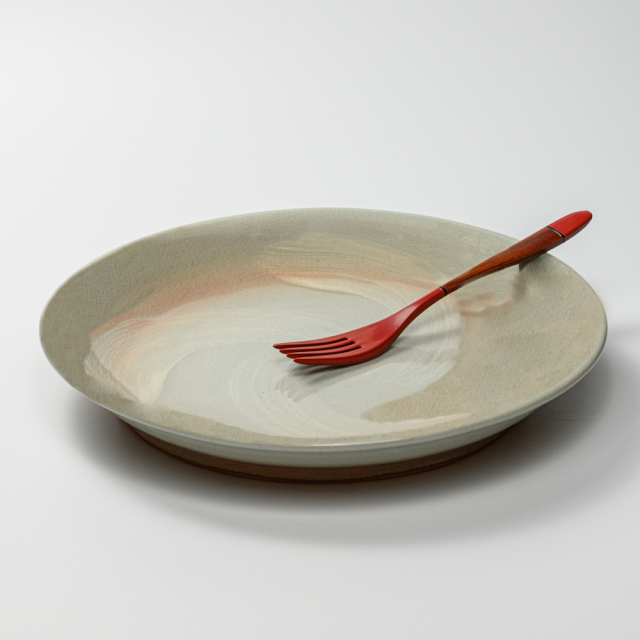 萩焼(伝統的工芸品)大皿刷毛姫丸