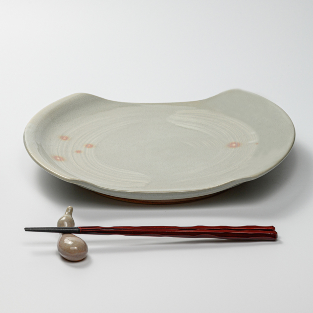 萩焼(伝統的工芸品)大皿刷毛姫切落し