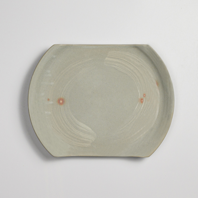 萩焼(伝統的工芸品)大皿刷毛姫切落し