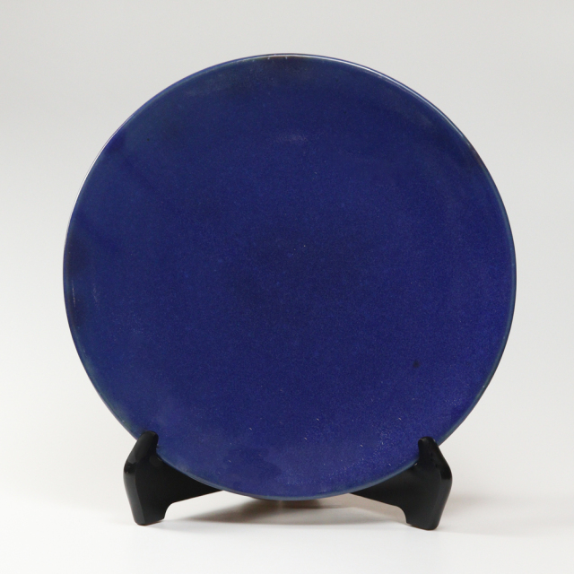 萩焼(伝統的工芸品)特大皿藍釉丸No1333